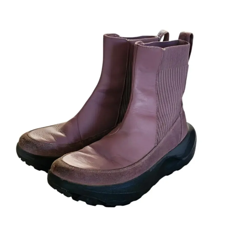 The North Face Halseigh Knit Women's Size 9 Mauve Purple Leather Chelsea Boots